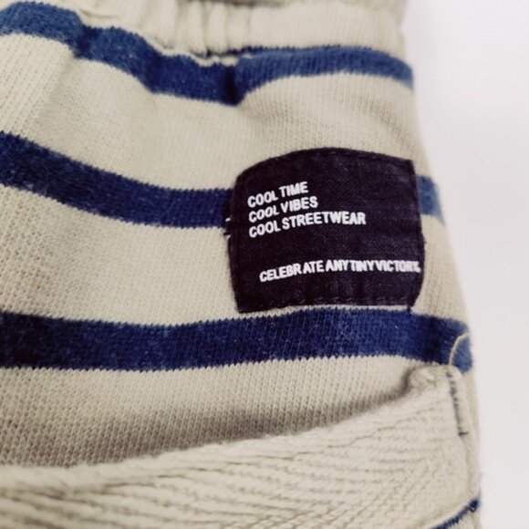 Zara Boy's Cotton Terry Striped Shorts in Tan Blue Size 7 Years Old - Picture 7 of 8